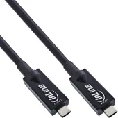 InLine USB 3.2 Gen.2 AOC-kabel, USB-C male / male, zwart, 10m