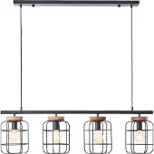Brilliant 99798/66 Gwen Hanglamp Zwart Staal/Hout - 4 x E27