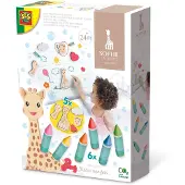 SES Creative Sophie la Girafe Badkrijt met Vormen - 6 Stuks - Vanaf 2 Jaar - Badspeelgoed - Foam Figuurtjes - Herbruikbaar - Schoencadeautjes Sinterklaas
