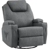 MCombo 7020 Massage Fauteuil TV met Verwarming – Draaibaar & Wipfunctie – Handmatig Verstelbaar – Grijs