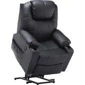 MCombo 7040 Elektrische Relaxstoel met Opstahulp – Massage, Verwarming & USB – Zwart Kunstleer