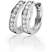 Zinzi zilveren oorringen 15 x 3mm witte zirconia's met luxe klapsluiting ZIO191Z