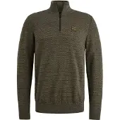 PME Legend Trui 'Pullover with half zipper' olijfgroen
