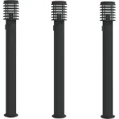vidaXL Buitenvloerlampen 3 st stopcontact 110 cm roestvrijstaal zwart