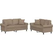 vidaXL 2-delige Loungeset met kussens kunstleer cappuccinokleurig