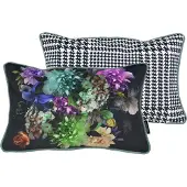 Gek op kussens! Sierkussen velvet pied-de-poule flower | 30 x 50 cm | polyester