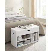 Dutch Wanted - Schoenenbank - Wit - 80x30x44cm, Schoenenkast, Schoenenrek, zZtkist, gestoffeerd zitbank