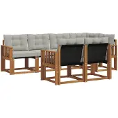 vidaXL Buiten bank set 7 st Naturel en lichtgrijs