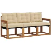 vidaXL Buiten bank set 3 st Natuurlijk en Beige