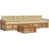 vidaXL Buiten bank set 5 st Natuurlijk en Beige
