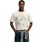 Superdry Shirt 'Ath Ess' grijs / zwart / offwhite
