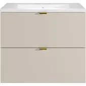 Vente-unique Zwevend badkamermeubel met inbouwwastafel - Beige - 60 cm - LAVENA