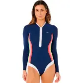 Rip Curl Surf Stripe Upf Shorty Met Lange Mouwen En Rits Aan De Voorkant Voor Dames