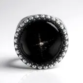 Cavill - Zilveren Hanger Geplatineerd - 925 Sterling Zilver - Indische Ster Diopsied Ronde Cabochon 3,87 Karaat - Elegant Mystiek Sieraad
