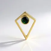 Cavill - Zilveren Hanger 925 Sterling Zilver met Gouden Plating - 0,26 ct Mezezo Opaal Rond 5mm - Modern Geometrisch Design