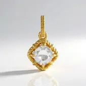 Cavill - Elegante Zilveren Hanger - 925 Sterling Zilver Verguld - 0,965 ct Witte Topaas Antiek Cushion Cut - Vierkant Tijdloos Design - 17x10 mm