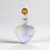 Cavill - Zilveren Hanger - 925 Sterling Zilver Geplatineerd - Ametrien 4,2 ct Triljant Cabochon & Citrien 0,25 ct - Elegante Edelsteenhanger