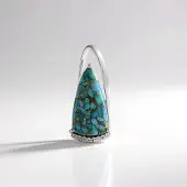 Cavill - Zilveren Hanger 925 Sterling Zilver Geplatineerd - 8 9 ct Blauwe Mohave Koper Turkoois - 8 Tanzania Zirkonia - Elegant
