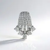 Cavill - Elegante Zilveren Hanger met 51 Cambodjaanse Zirkonen - 925 Sterling Zilver - Rond Geslepen 0 729 ct - Luxe Dames Sieraad 16x13 mm