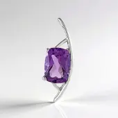 Cavill - Zilveren Hanger 925 Sterling Zilver Geplatineerd - Uruguay Amethist 0,722 ct Antiek Briljant Slijpsel - Paarse Edelsteen - Luxe Sieraad Dames