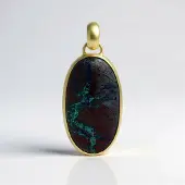 Cavill - Zilveren Hanger Verguld - 35 ct Ovale Zariniet uit Rusland - 925 Sterling Zilver - Elegante Cabochon Edelsteen - Sieraden