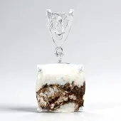 Cavill - Zilveren Hanger - 925 Sterling Zilver - 6,96 ct Braziliaanse Magnesiet Antieke Kussencabochon 12mm - Filigraan Elegant Natuur Sieraad Dames