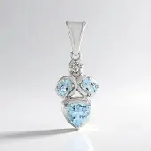 Cavill - 925 Sterling Zilver Hanger - 1,188 ct Hemelblauwe Topaas Trillant en Ovaal - Elegant Design met Zirkonia