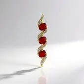 Cavill - Zilveren Hanger Verguld met 3 Ovale Tanzania Robijnen 0.542 ct en Cambodjaanse Zirkonia 925 Sterling Zilver - Elegant - Rood