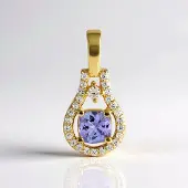 Cavill - Zilveren Vergulde Hanger - 925 Sterling Zilver - 0,498 ct Tanzaniet Antiek Kussenslijpsel - 25x Pavé Zirkonia - Luxe Sieraad