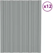 vidaXL Dakpaneel 12 st Grijs 60 x 45 cm Verzinkt staal