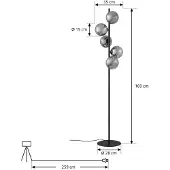 LINDBY Vloerlampe , Orbelia, Zwart, Woonkamer, Glas, Modern