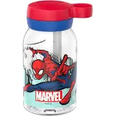 Mepal Drinkfles met rietje Campus - 450 ml - Waterfles kinderen - Lekdicht - Hygiënische draaideksel - Spiderman