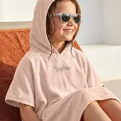 Yoursurprise Kinderponcho met naam - 6/12 jaar - Roze