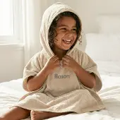 Yoursurprise Kinderponcho met naam - 2/5 jaar - Beige