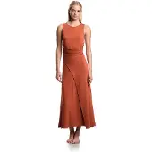 Emporio Armani Dames Tone oranje jurk (S), Casual, Viscose, Mouwloos / spaghettibandjes EW003413_AF20240