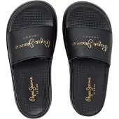 Pepe Jeans Dames Bella Log sandalen zwart (40), Plat, Geen, Strandkleding, Polyurethaan PLS700001