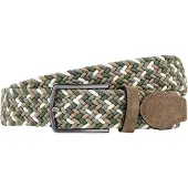 Lindenmann Lindemann beige groene riem gevlochten stretch stijlvol
