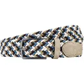 Lindenmann Lindemann gevlochten riem beige blauw bruin stretch stijlvol