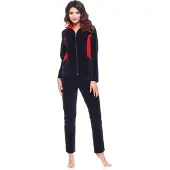 Merry Style – Dames Huispak – Vrijetijdspak – Velours – MS-MG-F-SUIT2 – Marineblau/Rot – XXXXXL