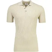 Born with Appetite Beige polo korte mouw gebreid linnen