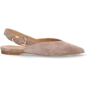 Manfield - Dames - Taupe suède slingbacks - Maat 40