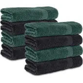 Komfortec 8x Handdoek 50x100 - 100% Katoen – Handdoekenset - Schwarz-Dunkelgrun