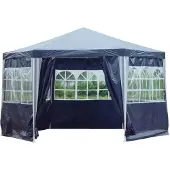 Kronenburg Paviljoen Partytent Waterdicht PE 6-hoek met 6 Zijwanden in Blauw