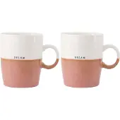 Zusss Set Van 2 Theemokken Dream - Cadeau Dames Keramiek White / Dark Pink