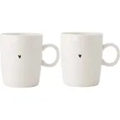 Zusss Set Van 2 Theemokken Hartje - Cadeau Dames - Verjaardag Keramiek White / Black