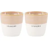 Zusss Set Van 2 Espressomok Leukerd - Cadeau Dames Keramiek White / Pink