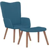 vidaXL Relaxstoel met voetenbank fluweel blauw