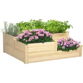 Outsunny tuinbed - Vurenhout - 108x88x36cm - Natuurlijk hout