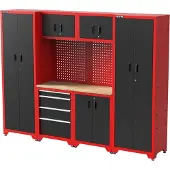Feistos Juno 14 Gereedschapswand Hoog - 46x264x198 cm - Zwart/Rood