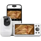 MOMCOZY Babyphone Moniteur vidéo pour bébé BM04 5,5 pouces Blanc